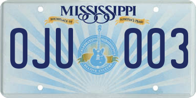 MS license plate OJU003