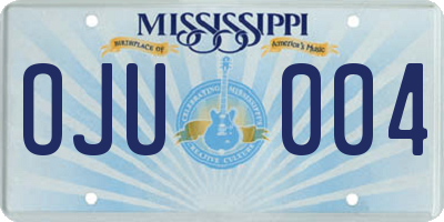 MS license plate OJU004