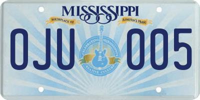 MS license plate OJU005