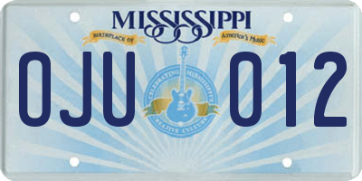 MS license plate OJU012