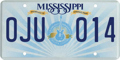 MS license plate OJU014