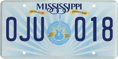 MS license plate OJU018