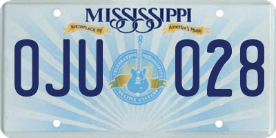 MS license plate OJU028