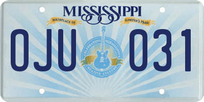 MS license plate OJU031