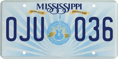 MS license plate OJU036