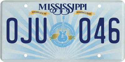 MS license plate OJU046
