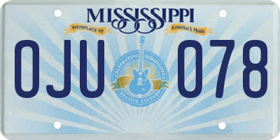 MS license plate OJU078