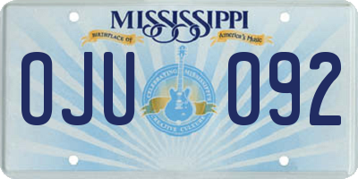 MS license plate OJU092