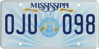 MS license plate OJU098