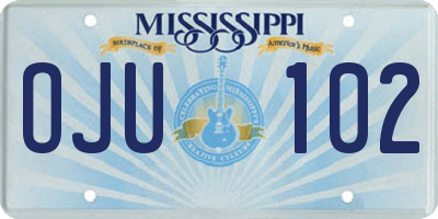 MS license plate OJU102