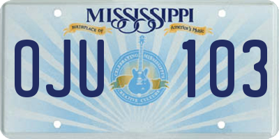 MS license plate OJU103