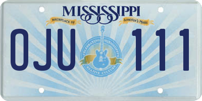 MS license plate OJU111