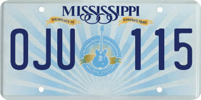MS license plate OJU115