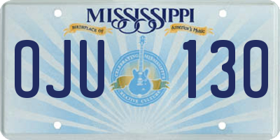MS license plate OJU130