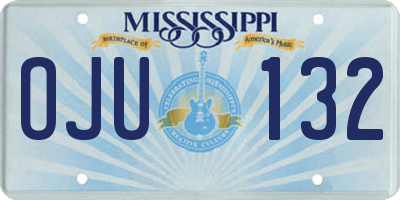 MS license plate OJU132