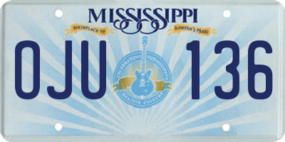 MS license plate OJU136