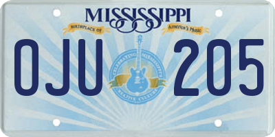 MS license plate OJU205