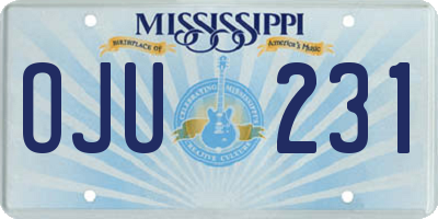 MS license plate OJU231