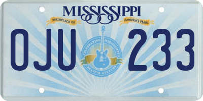 MS license plate OJU233