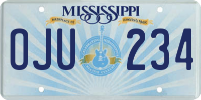 MS license plate OJU234