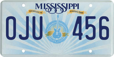 MS license plate OJU456