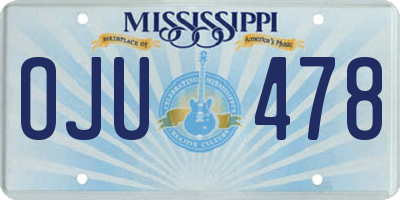 MS license plate OJU478