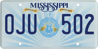 MS license plate OJU502