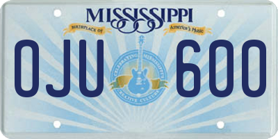 MS license plate OJU600