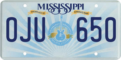 MS license plate OJU650