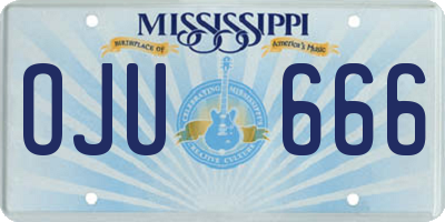 MS license plate OJU666