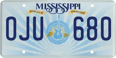 MS license plate OJU680