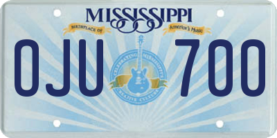 MS license plate OJU700
