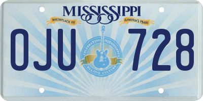 MS license plate OJU728