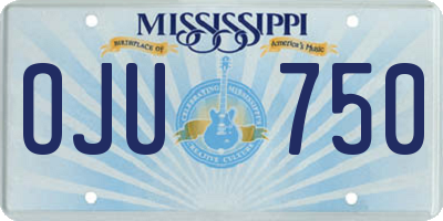 MS license plate OJU750