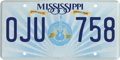 MS license plate OJU758