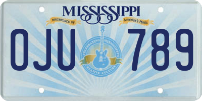 MS license plate OJU789