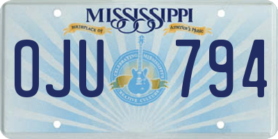 MS license plate OJU794