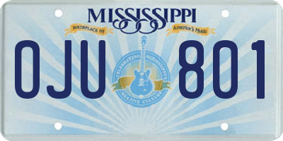 MS license plate OJU801
