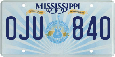 MS license plate OJU840