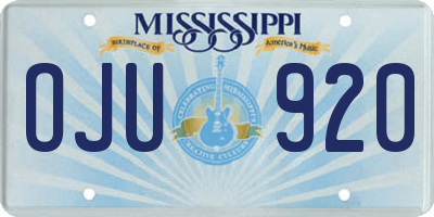 MS license plate OJU920
