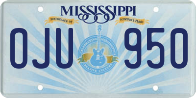 MS license plate OJU950