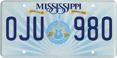 MS license plate OJU980