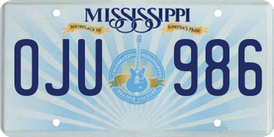 MS license plate OJU986