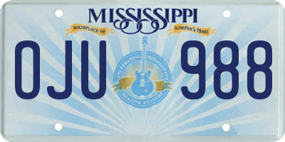 MS license plate OJU988