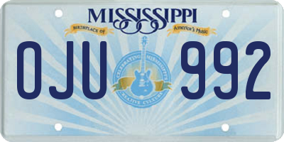 MS license plate OJU992