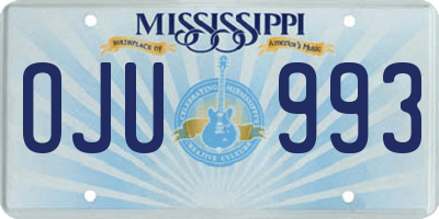 MS license plate OJU993
