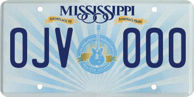 MS license plate OJV000