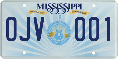 MS license plate OJV001