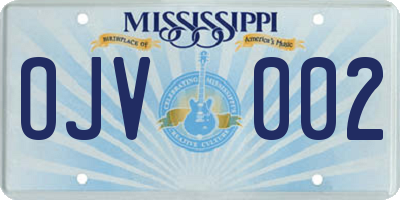 MS license plate OJV002