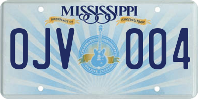 MS license plate OJV004